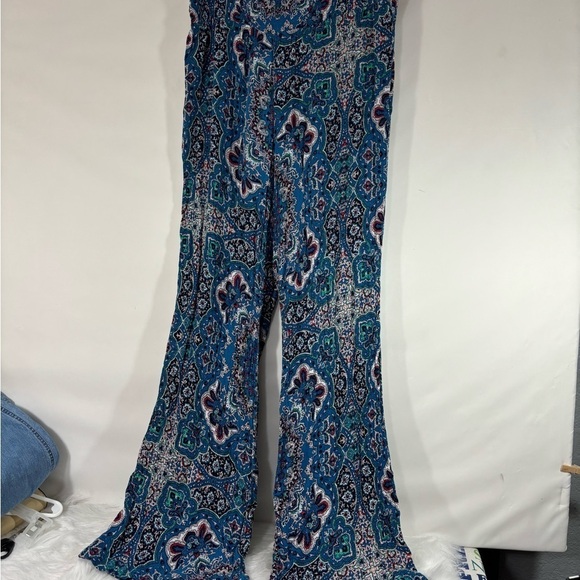 Vintage blue palazzo pants with flared legs 14/16 - Picture 1 of 5